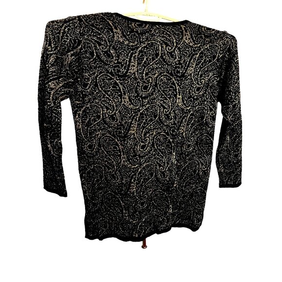 Liz Wear Small Sweater Wool Blend Black Sparkly Goth Holiday Party Y2K - Picture 7 of 16